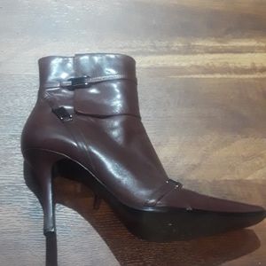 Nine West plum leather bootie